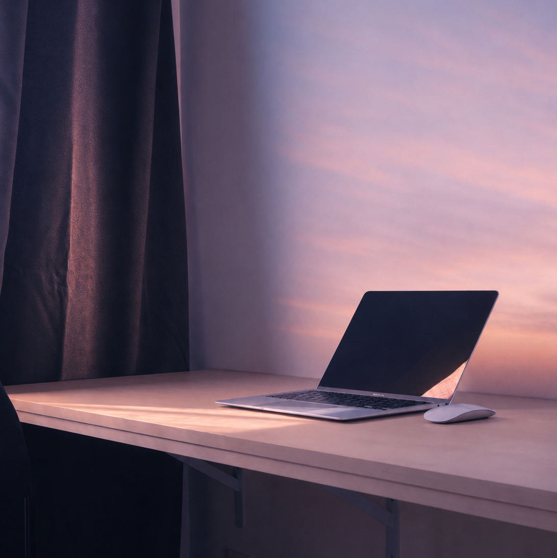 a laptop computer on a desk